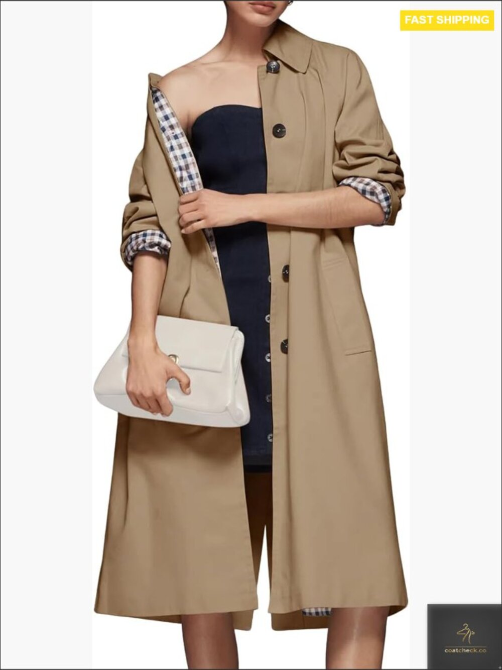 Classic Lapel Trench Coat Single Breasted Windproof Oversized Long Sleeve - Picture 1 of 7